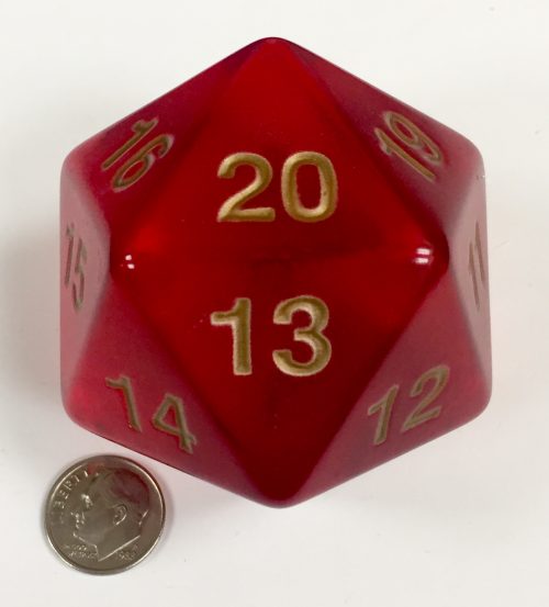 Transparent: 55mm D20 Countdown Ruby/Gold